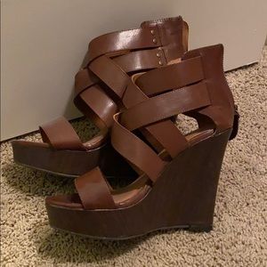 Strappy Brown wedge heel